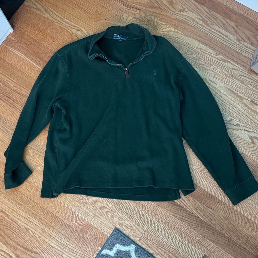 Men's Green Quarter Zip Sweater
